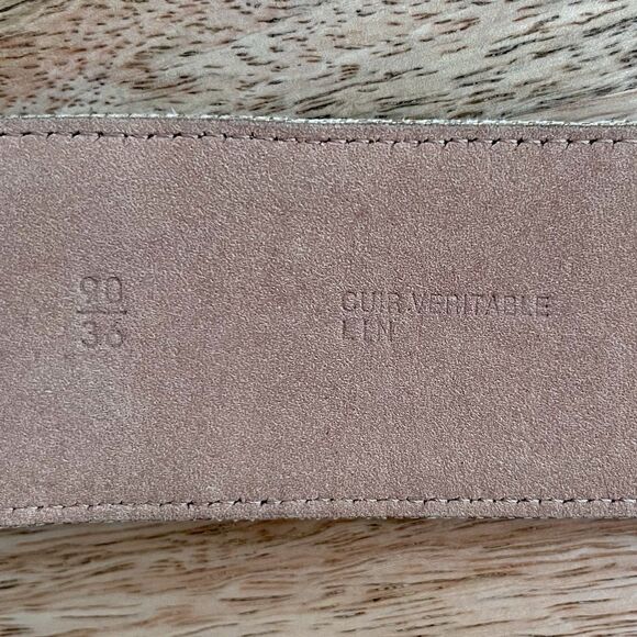 Chanel Authentic VTG 05 Womens Gold Wide Belt CC Logo Embellished Buckle Leather - Picture 8 of 16